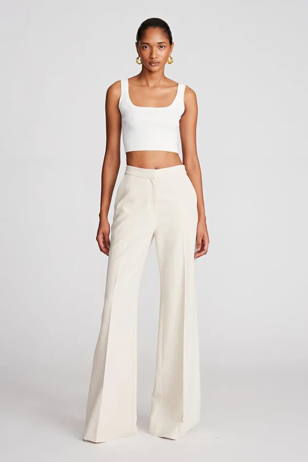 Bottoms Women Halston Zoya Pant In Linen Suiting Ecru
