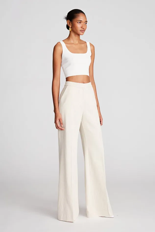 Bottoms Women Halston Zoya Pant In Linen Suiting Ecru