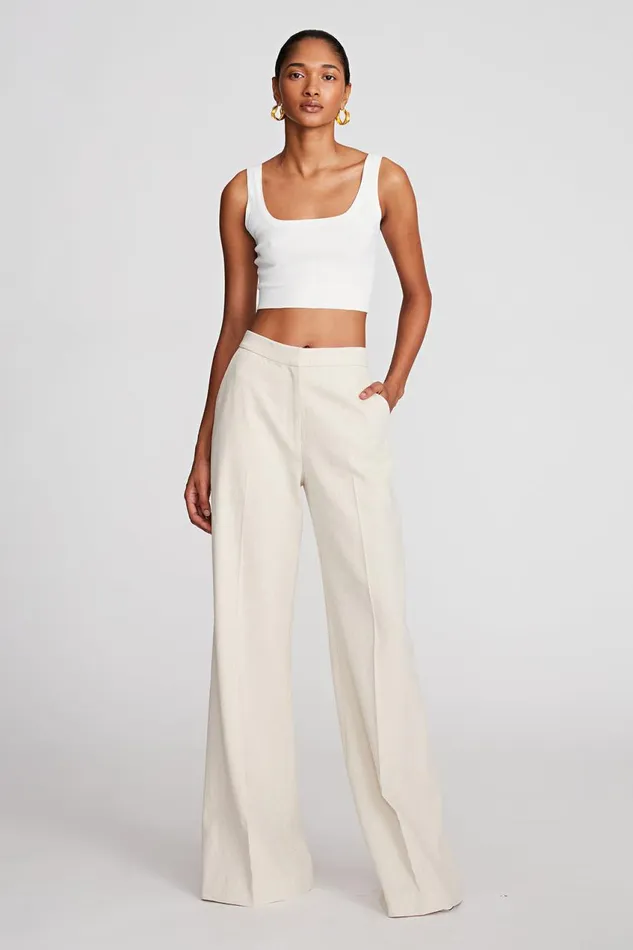 Bottoms Women Halston Zoya Pant In Linen Suiting Ecru