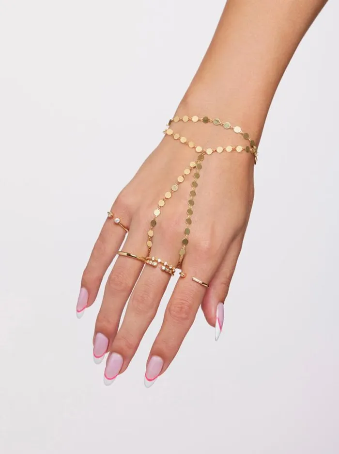 Bracelets Accessories Jessica Simpson Demi Fine Hand Chain In Gold Confetti