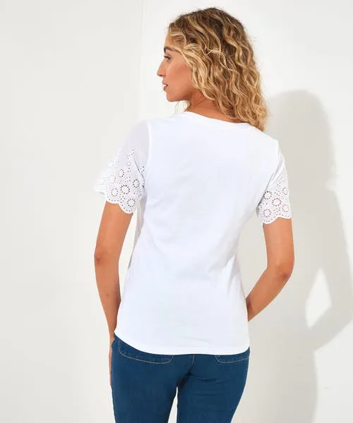 Broderie Sleeve Tee Lilac Tops Tunics and Blouses Joebrowns Apparel Broderie Sleeve Tee Lilac Tops Tunics and Blouses Joebrowns Apparel