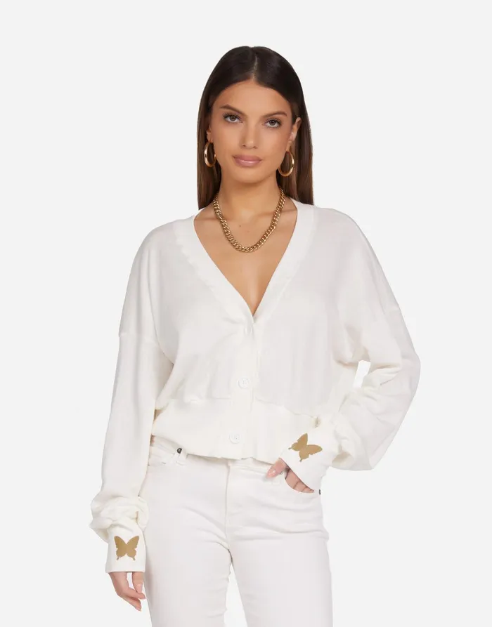 Camas Butterfly Eye Milk Women039s Lauren Moshi Sweaters and Knits