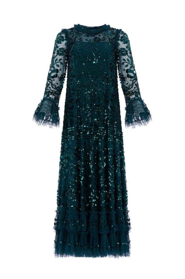 Celia Long Sleeve Ankle Gown Green Women Needle and Thread Dresses