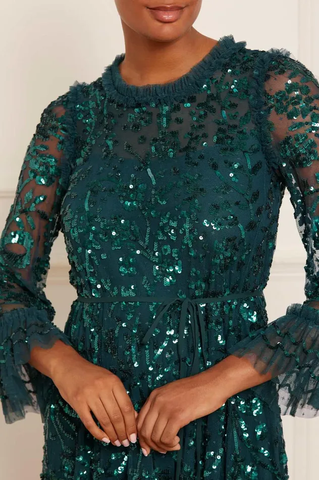 Celia Long Sleeve Ankle Gown Green Women Needle and Thread Dresses