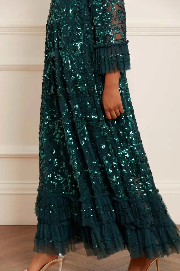 Celia Long Sleeve Ankle Gown Green Women Needle and Thread Dresses