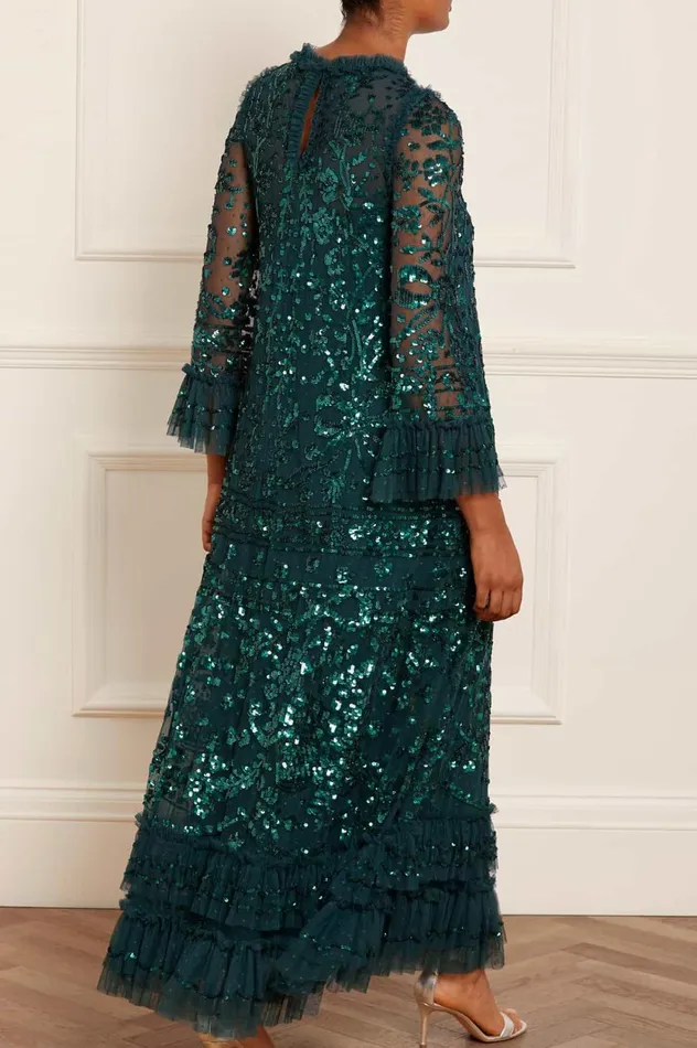 Celia Long Sleeve Ankle Gown Green Women Needle and Thread Dresses