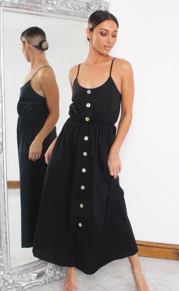 Charlton Black Button Maxi Dress Women Missfiga Maxi Dresses