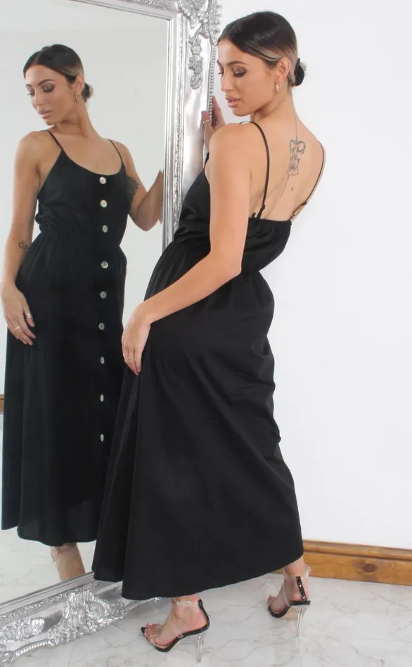 Charlton Black Button Maxi Dress Women Missfiga Maxi Dresses