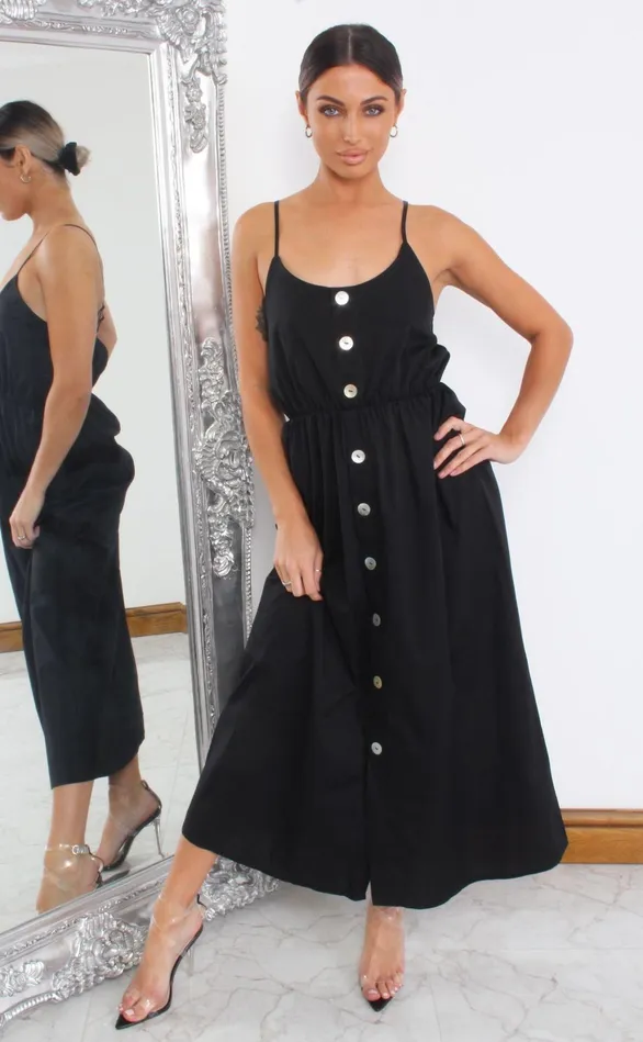 Charlton Black Button Maxi Dress Women Missfiga Maxi Dresses