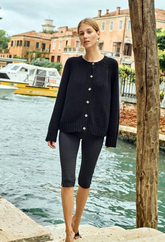 Ciao Lucia Cardigans Cecile Black Cotton Cardigan PreOrder 8211 Women