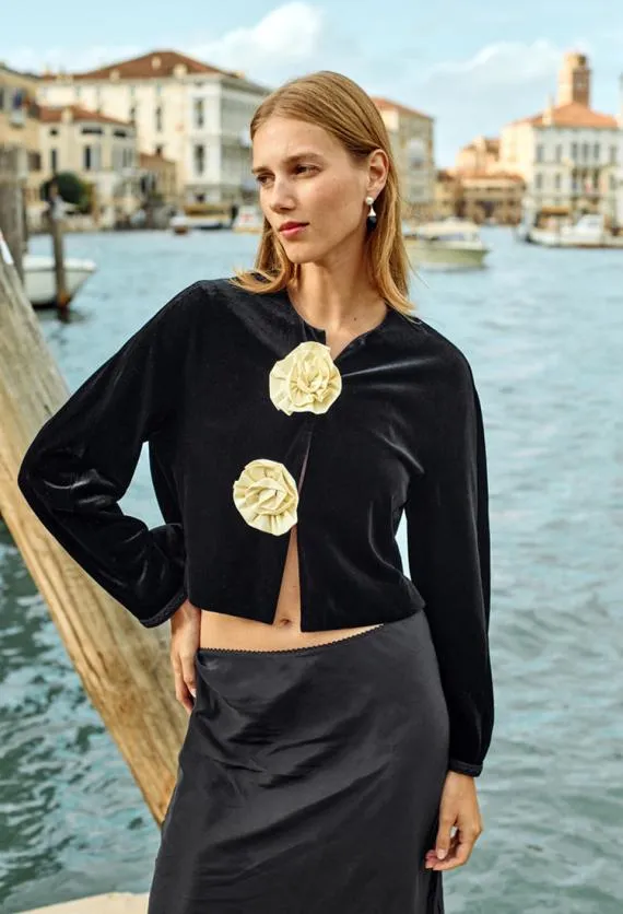 Ciao Lucia Long Sleeve Tops Javiera Velvet Jacket With Rosettes 8211 Women