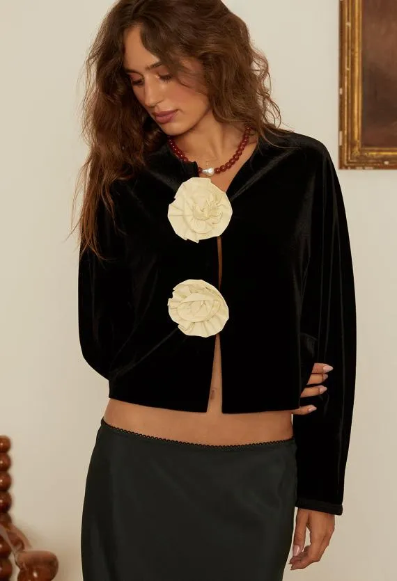 Ciao Lucia Long Sleeve Tops Javiera Velvet Jacket With Rosettes 8211 Women