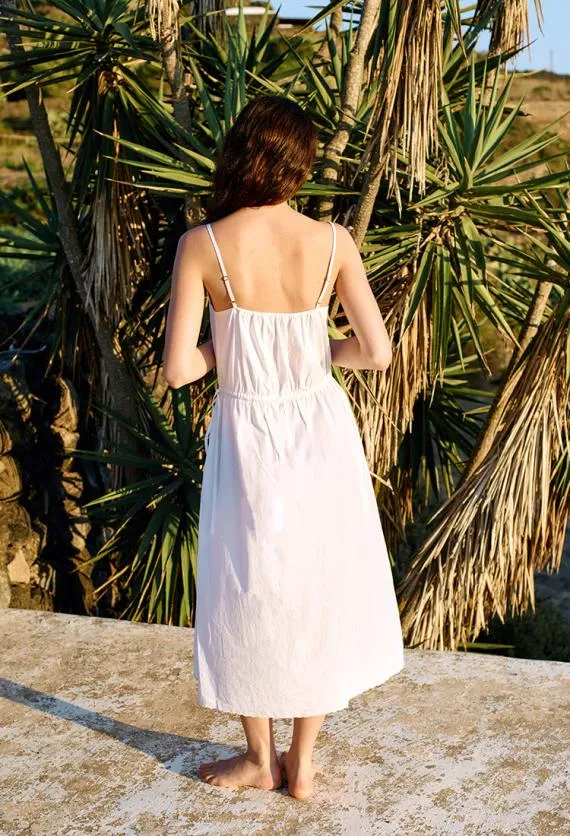 Ciao Lucia White Dresses Celestine White Cotton Midi Dress 8211 Women