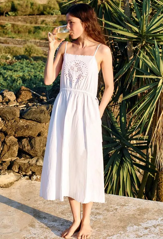 Ciao Lucia White Dresses Celestine White Cotton Midi Dress 8211 Women