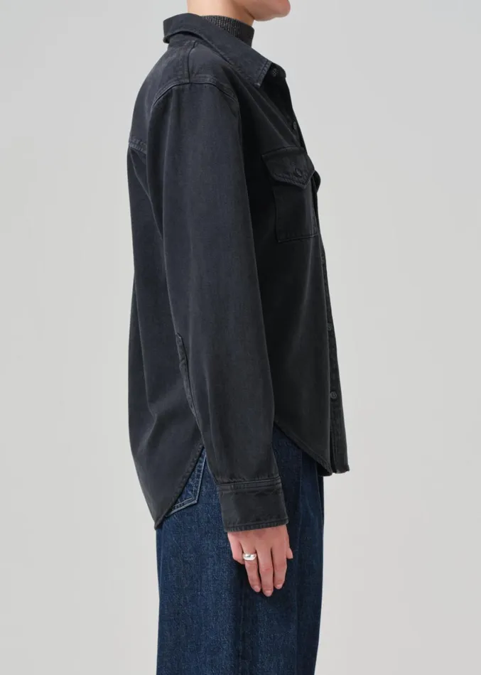 Citizens Of Humanity Baby Shay Shirt In Washed Black Women Tops