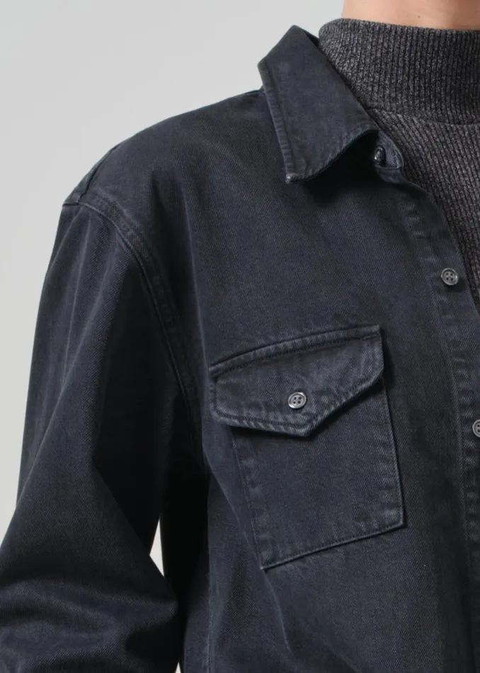 Citizens Of Humanity Baby Shay Shirt In Washed Black Women Tops