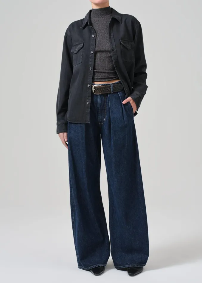 Citizens Of Humanity Baby Shay Shirt In Washed Black Women Tops