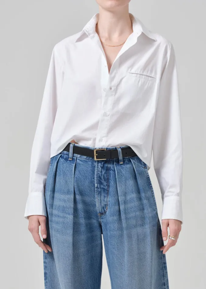 Citizens Of Humanity Fino Cropped Shirt In Optic White Women Tops