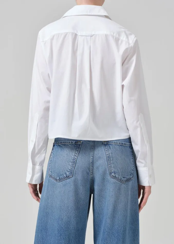 Citizens Of Humanity Fino Cropped Shirt In Optic White Women Tops
