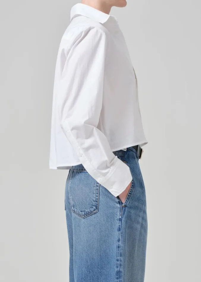 Citizens Of Humanity Fino Cropped Shirt In Optic White Women Tops