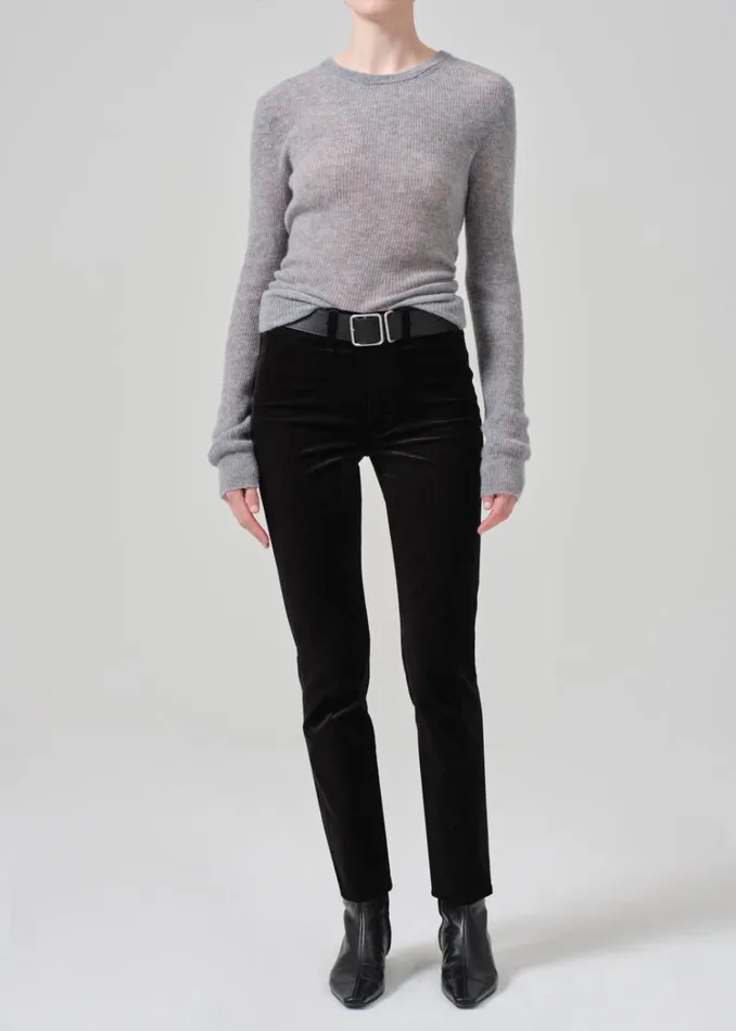 Citizens Of Humanity Isola Slim Crop Welt Pocket Velvet In Black Women Pants
