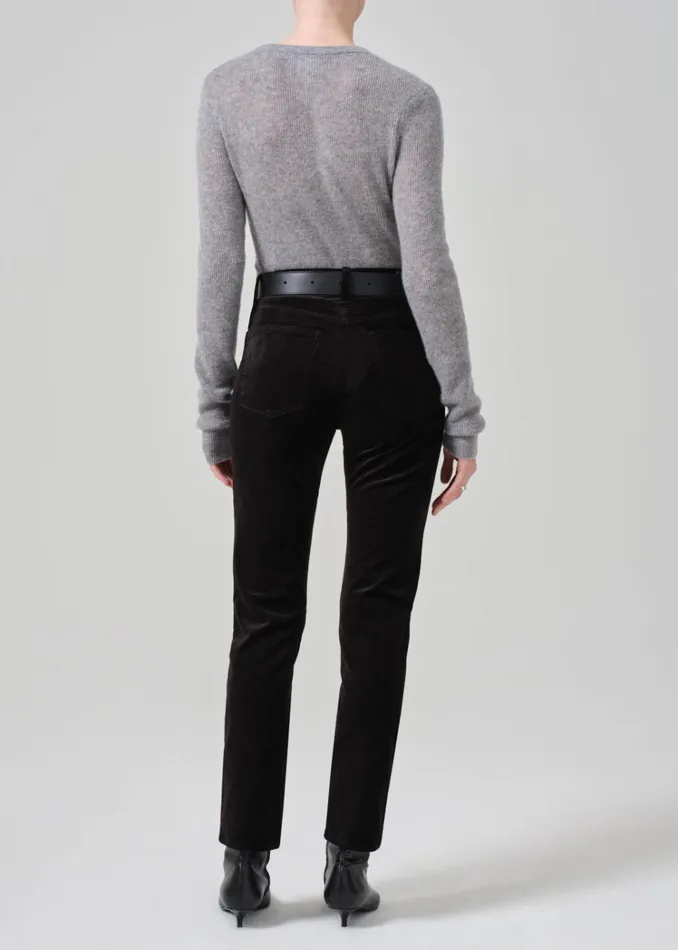 Citizens Of Humanity Isola Slim Crop Welt Pocket Velvet In Black Women Pants