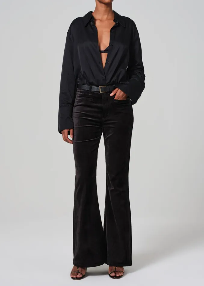 Citizens Of Humanity Lilah Flare With Welt Pocket Velvet In Black Women Pants