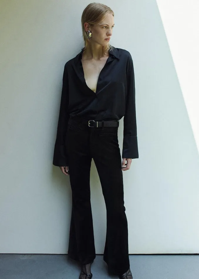 Citizens Of Humanity Lilah Flare With Welt Pocket Velvet In Black Women Pants