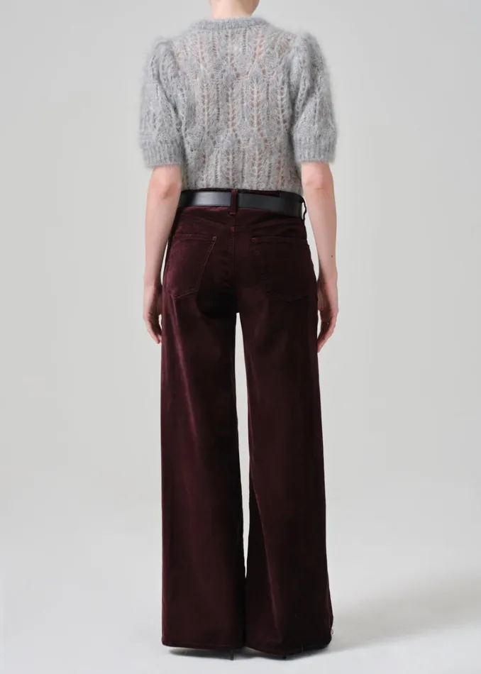 Citizens Of Humanity Lolli Mid Rise Baggy Velvet In Burgundy Women Pants