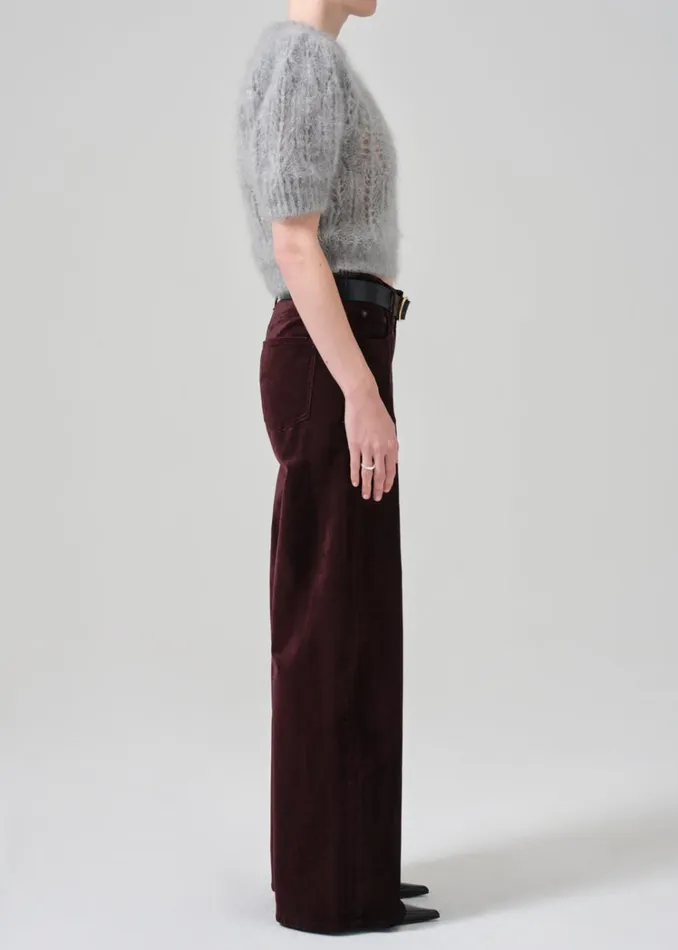 Citizens Of Humanity Lolli Mid Rise Baggy Velvet In Burgundy Women Pants