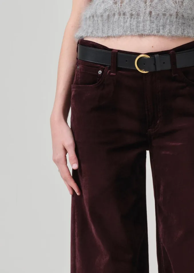 Citizens Of Humanity Lolli Mid Rise Baggy Velvet In Burgundy Women Pants