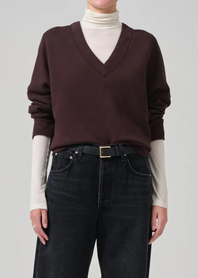 Citizens Of Humanity Ronan V Neck In Clove Women Tops