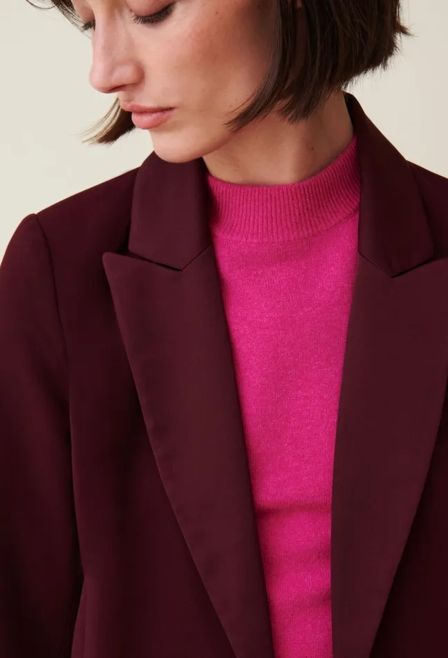 Claudie Pierlot Belted Tailored Jacket Burgundy Women Blazers