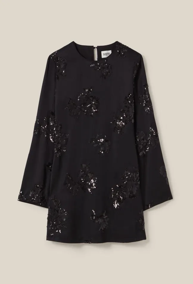Claudie Pierlot Black Dress Embroidered Sequins Women Dresses Claudie Pierlot Black Dress Embroidered Sequins Women Dresses