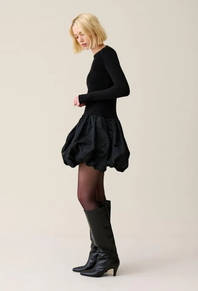 Claudie Pierlot Black MixedFabric BallSkirt Dress Women Dresses