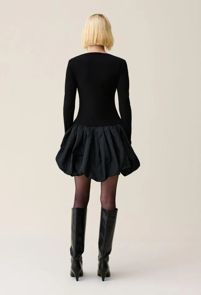 Claudie Pierlot Black MixedFabric BallSkirt Dress Women Dresses Claudie Pierlot Black MixedFabric BallSkirt Dress Women Dresses