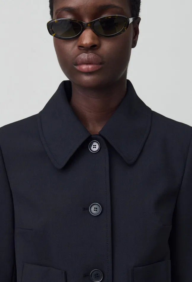 Claudie Pierlot Black WoolBlend Box Jacket Women Jackets