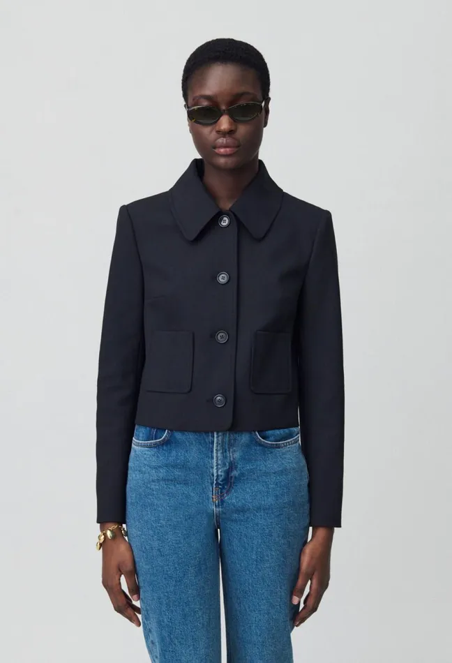 Claudie Pierlot Black WoolBlend Box Jacket Women Jackets
