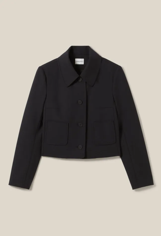 Claudie Pierlot Black WoolBlend Box Jacket Women Jackets