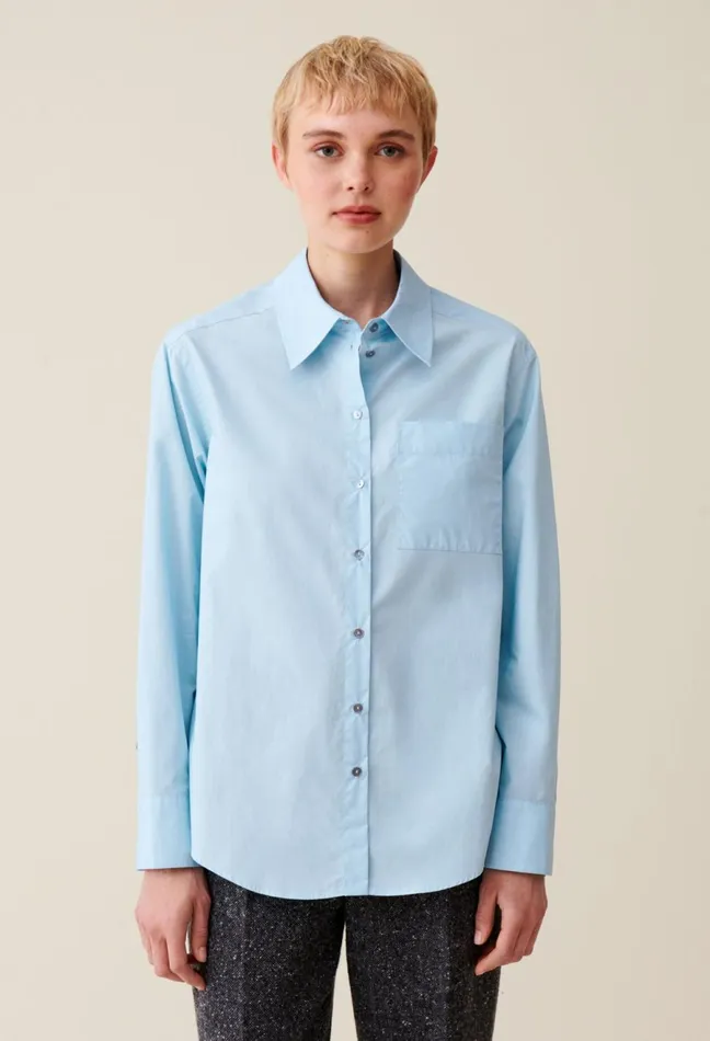 Claudie Pierlot Buttoned Shirt Sky Blue Women Tops And Shirts Claudie Pierlot Buttoned Shirt Sky Blue Women Tops And Shirts
