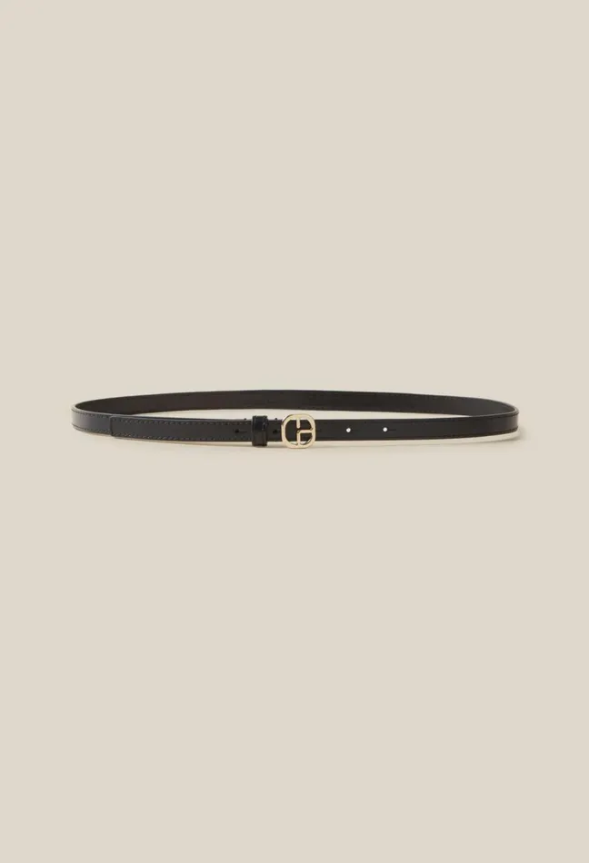 Claudie Pierlot Cp Gold Buckle Leather Belt Black Women Belts