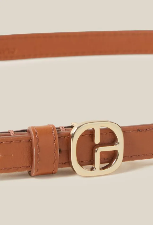 Claudie Pierlot Cp Gold Buckle Leather Belt Camel Women Belts Claudie Pierlot Cp Gold Buckle Leather Belt Camel Women Belts