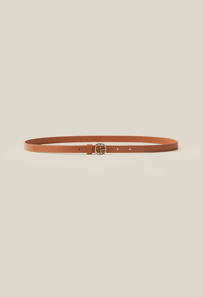 Claudie Pierlot Cp Gold Buckle Leather Belt Camel Women Belts Claudie Pierlot Cp Gold Buckle Leather Belt Camel Women Belts