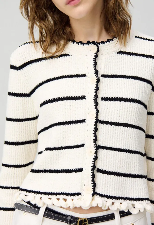 Claudie Pierlot Fine Knit Striped Cardigan Dualcolor Women Knitwear And Cardigans Claudie Pierlot Fine Knit Striped Cardigan Dualcolor Women Knitwear And Cardigans