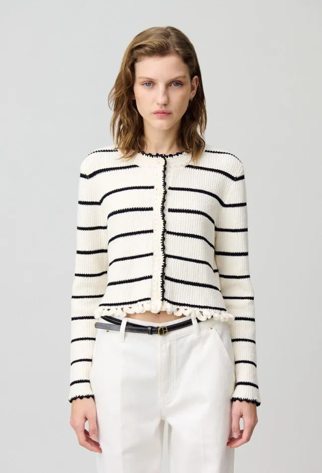 Claudie Pierlot Fine Knit Striped Cardigan Dualcolor Women Knitwear And Cardigans Claudie Pierlot Fine Knit Striped Cardigan Dualcolor Women Knitwear And Cardigans