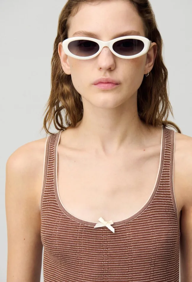 Claudie Pierlot Fine Knit Tank Top Brown Women Tops And Shirts