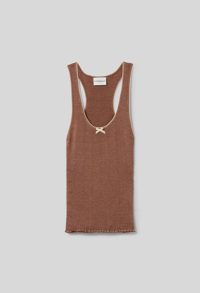 Claudie Pierlot Fine Knit Tank Top Brown Women Tops And Shirts
