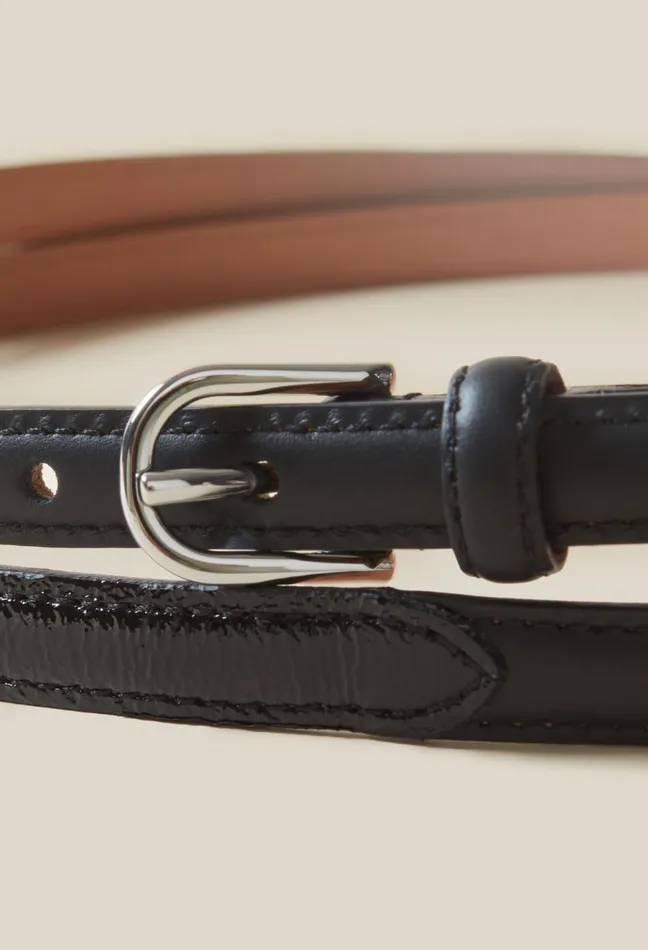 Claudie Pierlot Fine Leather Belt Black Women Belts