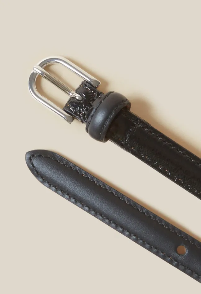 Claudie Pierlot Fine Leather Belt Black Women Belts