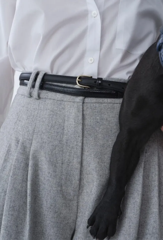 Claudie Pierlot Fine Leather Belt Black Women Belts